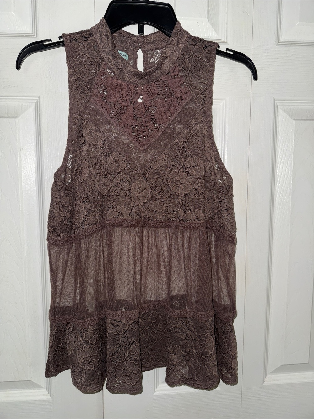 Maurices Lace Shell Top - Mauve Brown